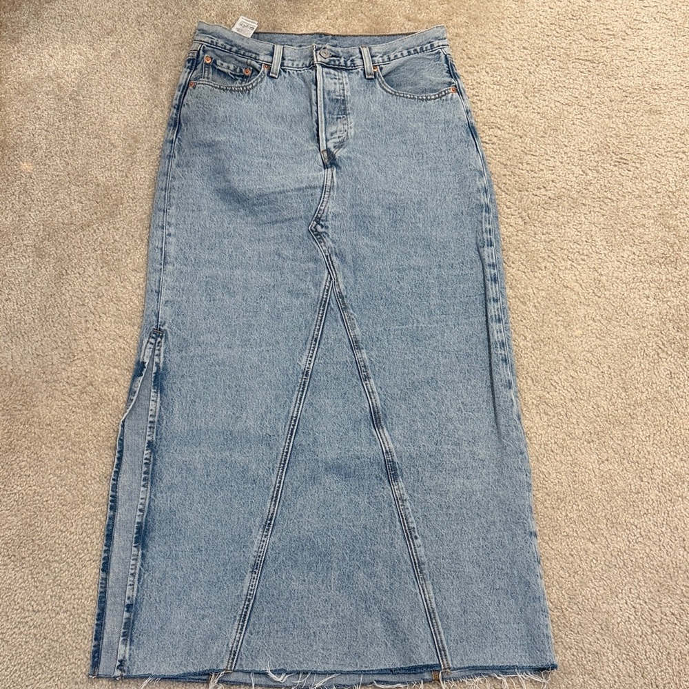 Levi's Light Blue Denim Midi Skirt